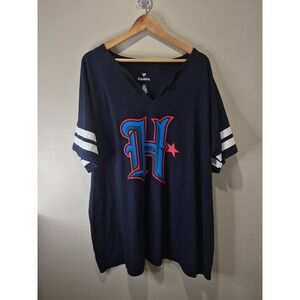 Fanatics Houston Astros Navy Blue V Neck‎ T-Shirt Top Womens 2X Baseball